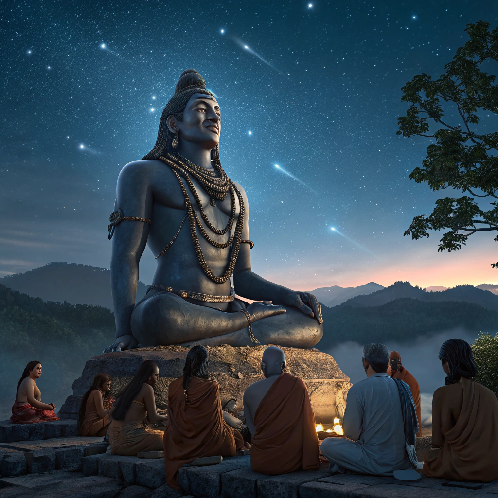 a majestic digital illustration of adiyogi shiva